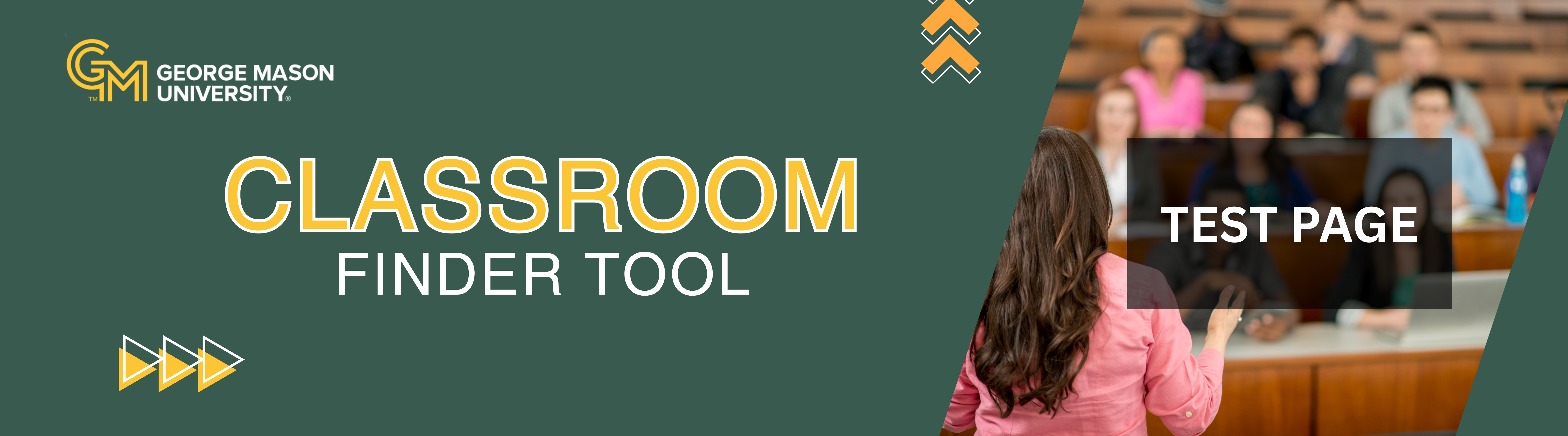 Classroom Finder Tool banner showing a lecture hall